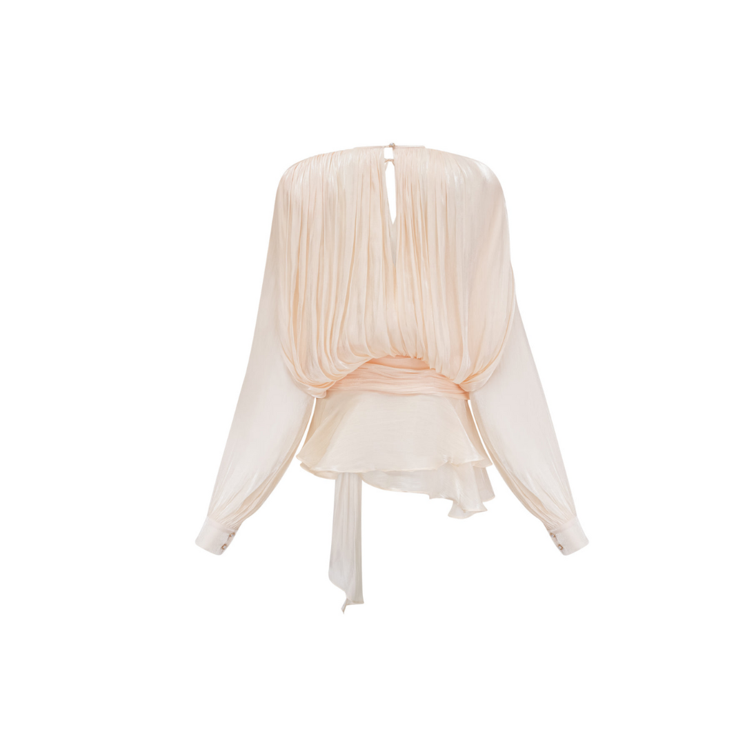Transparente Plissee-Bluse Soft Peach