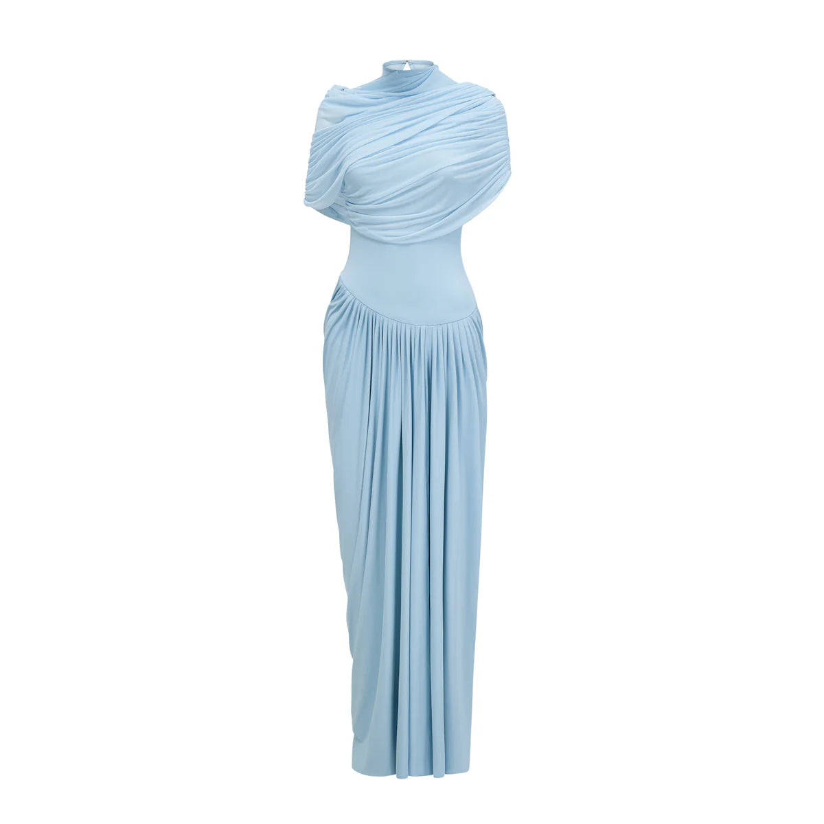 Elegantes Drapiertes Maxikleid "Sky Blue Aura"